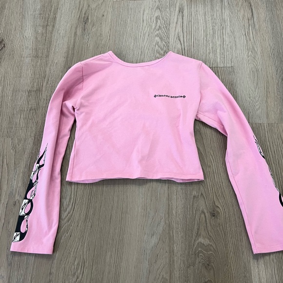 Chrome Hearts Tops - Chrome Hearts Pink Long Sleeve Crop Shirt Matty Boy
